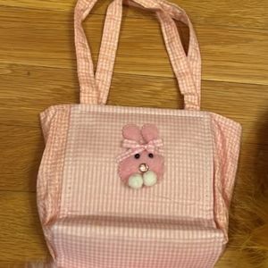 Kids Purse Bag Pocketbook for Kids Girls Pink White Gingham  Bunny NEW n…